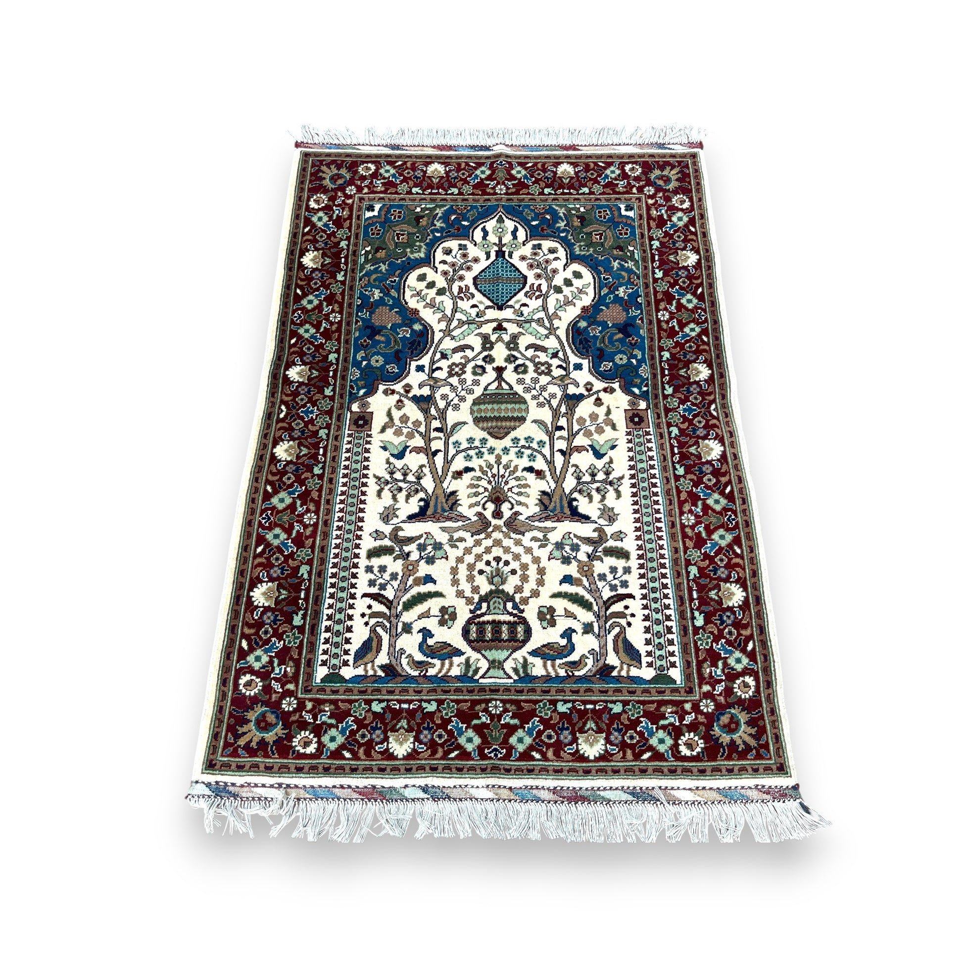Close-up of Ghazni Rug 01, an authentic Afghan hand-woven wool rug with intricate traditional patterns, eco-friendly dyes, and artisan craftsmanship.